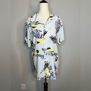 Sz S Denim & Flower Ricky Singh The Good Life button front shirt parrot